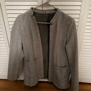 Gray Herringbone Blazer